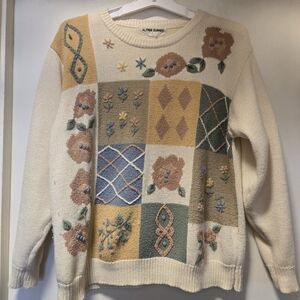 Alfred Dunner Multicolor Patchwork Sweater